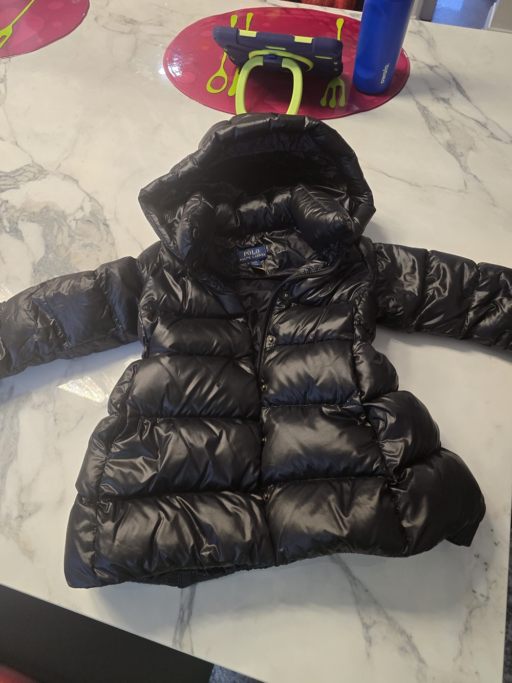 Polo by Ralph Lauren Kids Black Puffer Jacket with Detachable Hood